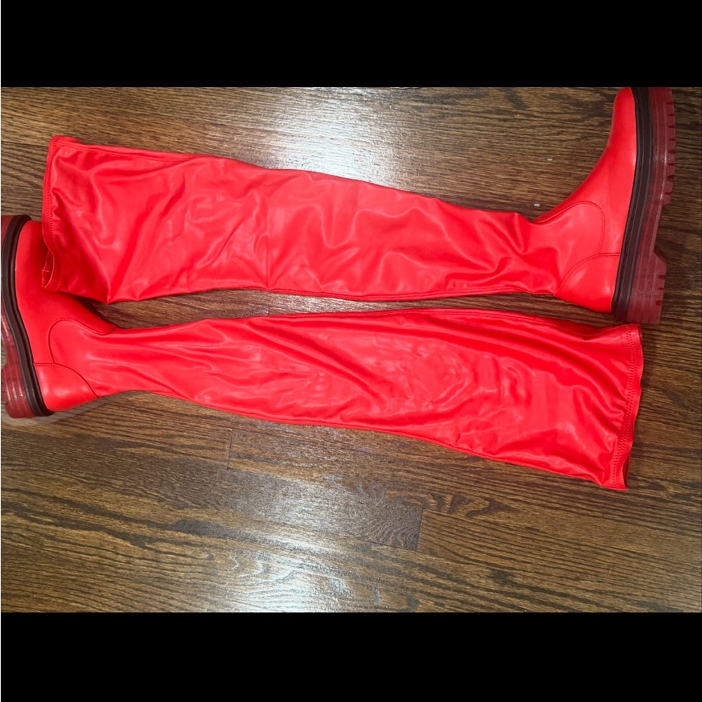 AZALEA WANG
 Red Thigh High Boots